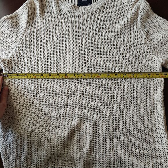 Size S - Abercrombie & Fitch Men's Stitched Sweater Tee, Cream New Without Tags - Picture 8 of 8